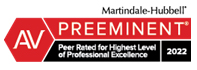 Martindale Hubbell AV Preeminent Peer Rated for Highest Level of Professional Excellence 2022