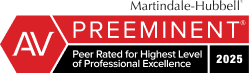 Martindale-Hubbell | AV Preeminent | Peer Rated For Highest Level Of Professional Excellence | 2025